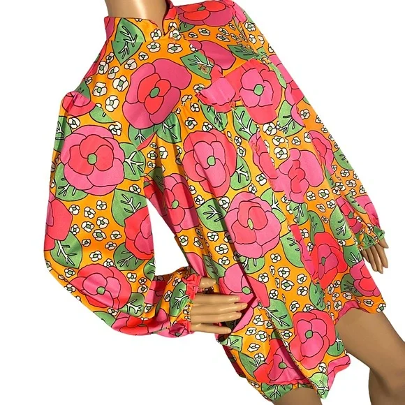 VINTAGE JANTZEN BRIGHT FLORAL MOD TOP